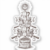 Vintage Coffee Tree Illustration – Barista Espress Aufkleber (Vorderseite)