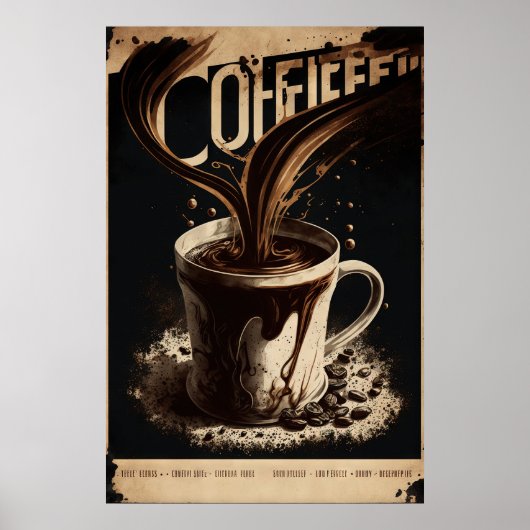 Vintage Coffee Wall Art Poster (Vorne)