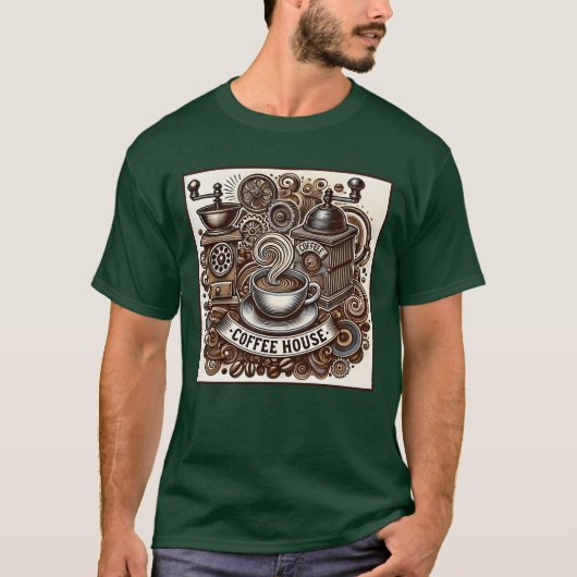 Vintage Coffeehouse Vibes funny T-Shirt (Vorderseite)