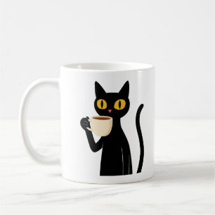 Vintage "COFFEEORNIA" Schwarze Katzen-Tasse Kaffeetasse