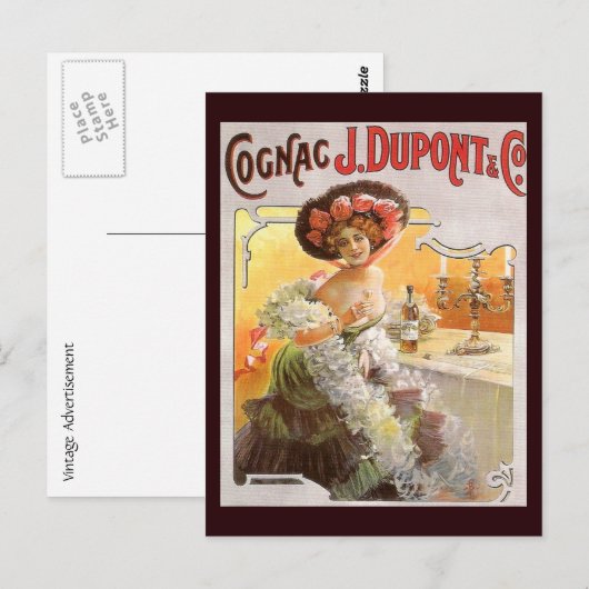 Vintage Cognac-Werbung Postkarte (Vorne/Hinten)