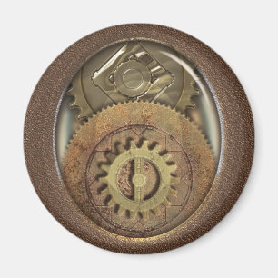Vintage-Cogs-Steampunk-Rund Magnet