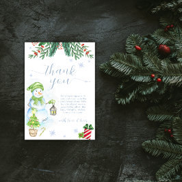 Vintage Cold Outside Floral Snowman Baby Shower  Dankeskarte