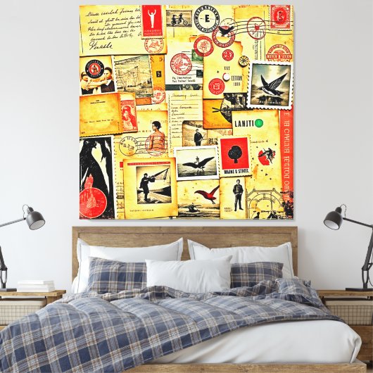 Vintage Collage Art Leinwanddruck (Insitu (Schlafzimmer))