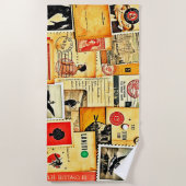 Vintage Collage Art Strandtuch (Vorderseite)
