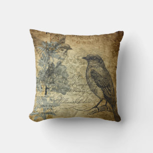 Vintage Collage Birds Kissen