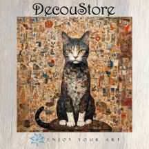 Vintage Collage Cat Decoupage