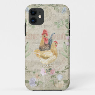 Vintage Collage – Hähne und Blumen Case-Mate iPhone Hülle