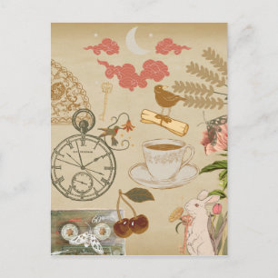 Vintage-Collage-Kunst Postkarte