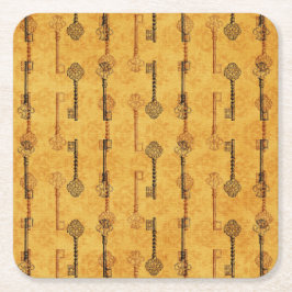 Vintage Collagen-Antike befestigt Sepia-Grungy Rechteckiger Pappuntersetzer