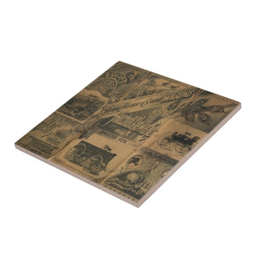 Vintage Collagen-Anzeigen-Keramik-Fliese 1885 Fliese (Seite)