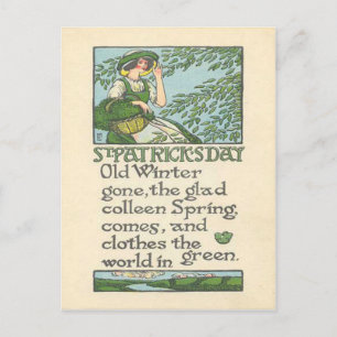 Vintage Colleen Frühling Shamrock St. Patrick's Da Postkarte