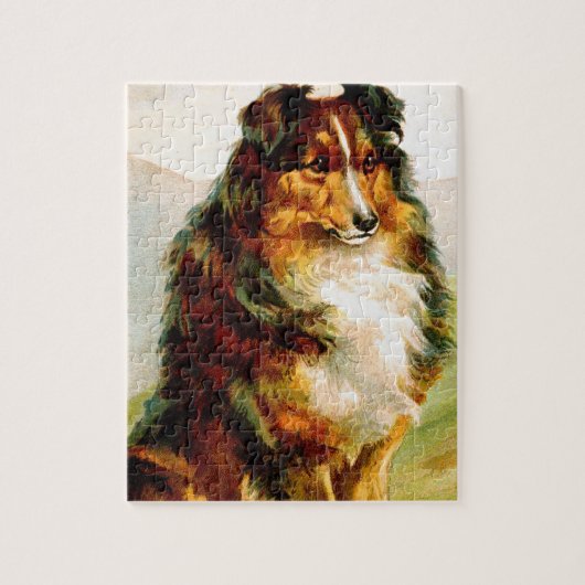 Vintage Collie-Hund Puzzle (Vertikal)
