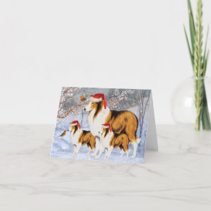 Vintage-Collie-Hund-Weihnachtskarte Feiertagskarte