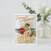 Vintage Colmans Senfkids auf der Strandanzeige Postkarte (Stehend Vorderseite)