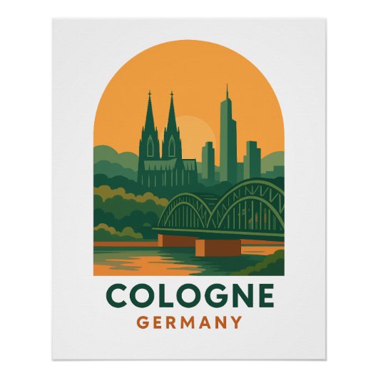Vintage Cologne Germany Travel Art Poster – Retro (Vorderseite)