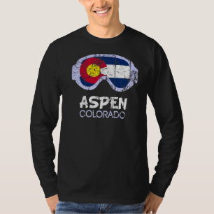 Vintage Colorado Flag Skifahren Goggle Aspen Berg T-Shirt