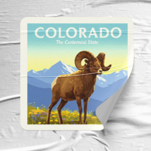Vintage Colorado Quadratischer Aufkleber