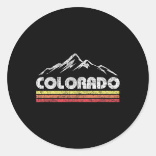 Vintage Colorado Retro-Mountainbike-Skifahren  Runder Aufkleber