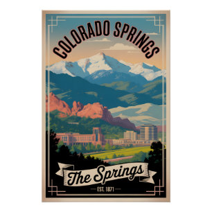 Vintage Colorado Springs Colorado Retro-Reise Poster