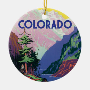 Vintage Colorado-Szenenillustration Keramik Ornament