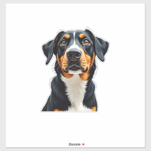 Vintage Colorful Dog Portrait Illustration Retro P Aufkleber (Blatt)