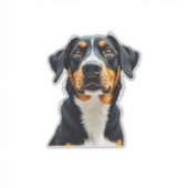 Vintage Colorful Dog Portrait Illustration Retro P Aufkleber (Vorderseite)