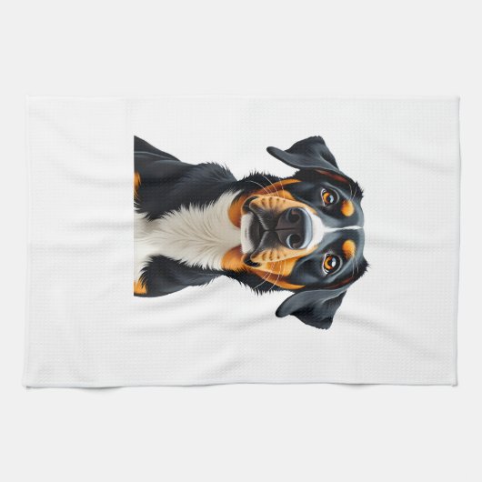 Vintage Colorful Dog Portrait Illustration Retro P Geschirrtuch (Horizontal)