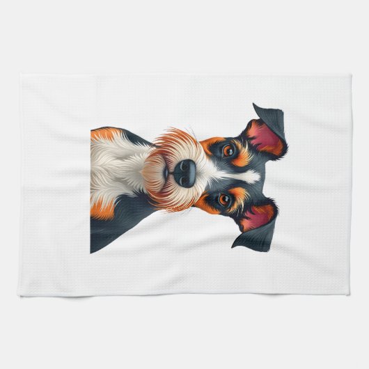 Vintage Colorful Dog Portrait Illustration Retro T Geschirrtuch (Horizontal)