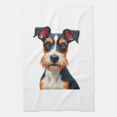 Vintage Colorful Dog Portrait Illustration Retro T Geschirrtuch (Vertikal)