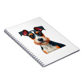 Vintage Colorful Dog Portrait Illustration Retro T Notizblock (Rechte Seite)
