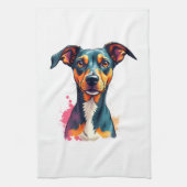 Vintage Colorful Dog Portrait Pop Art Illustration Geschirrtuch (Vertikal)