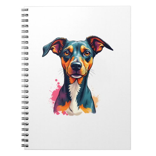 Vintage Colorful Dog Portrait Pop Art Illustration Notizblock (Vorderseite)