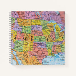 Vintage Colorful USA Map Illustration Notizblock