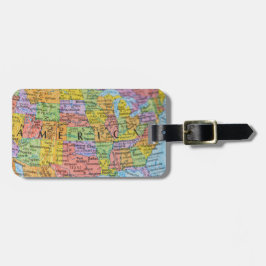 Vintage Colorful USA Map Puzzle Illustration Gepäckanhänger