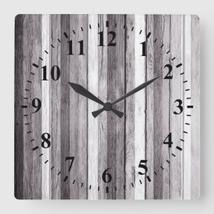 Vintage Colors Wood Look #10 Quadratische Wanduhr