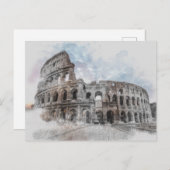 Vintage Colosseum Postkarte - Rom Art Reisen (Vorne/Hinten)
