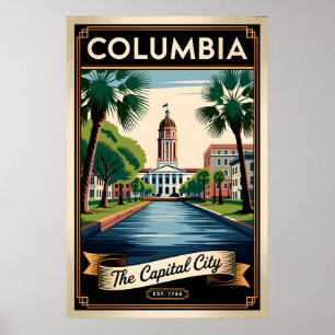 Vintage Columbia South Carolina Die Hauptstadt Poster