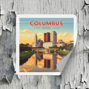 Vintage Columbus Ohio Quadratischer Aufkleber