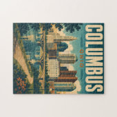Vintage Columbus Ohio Skyline Puzzle (Horizontal)