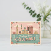 Vintage Columbus Postkarte | Grüße aus (Stehend Vorderseite)