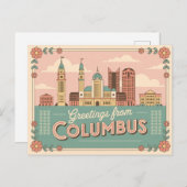Vintage Columbus Postkarte | Grüße aus (Vorne/Hinten)