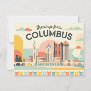 Vintage Columbus Postkarte   Grüße aus