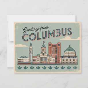 Vintage Columbus Postkarte   Grüße aus