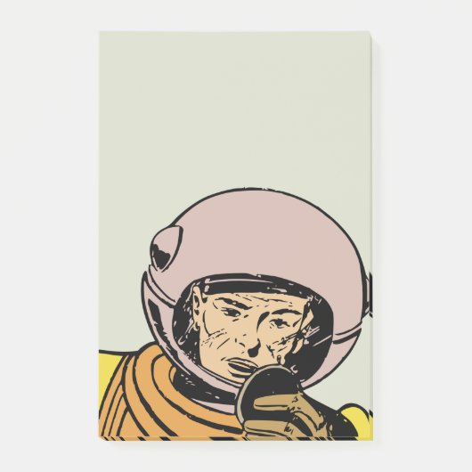 Vintage-Comic-Astronautenheld Post-it Klebezettel (Vorderseite)