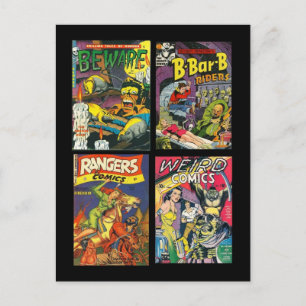 Vintage Comic Buchabdeckungen auf Postkarte