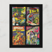 Vintage Comic Buchabdeckungen auf Postkarte (Vorderseite)