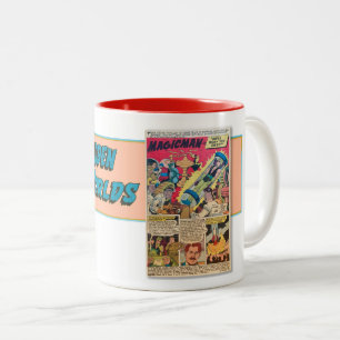 VINTAGE-COMIC-BUCHSEITEN-KUNST AUS DEM JAHR 1965 ZWEIFARBIGE TASSE