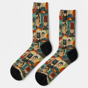 Vintage-Comic-Helden in Retro-Farben Socken
