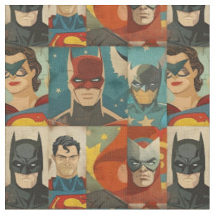Vintage-Comic-Helden in Retro-Farben Stoff